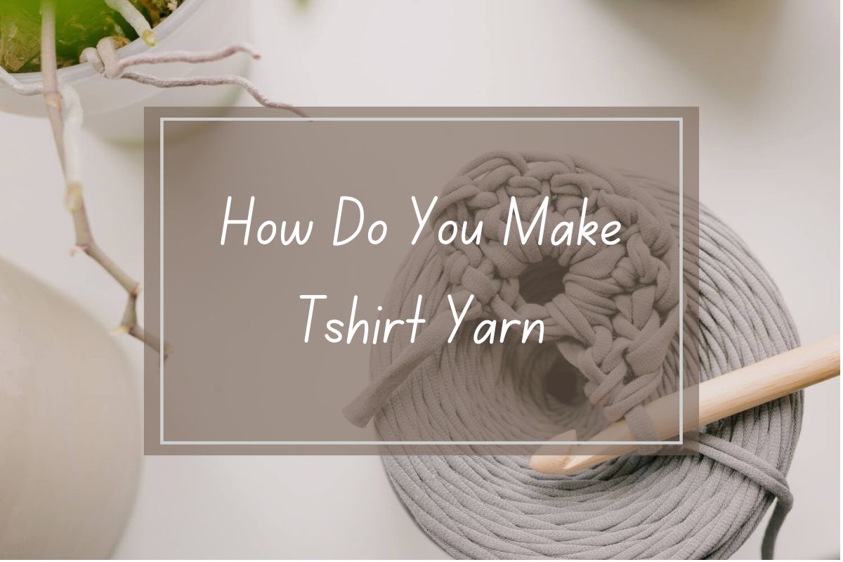 Grey tshirt yarn ball, crochet hook, how to make tshirt yarn.
