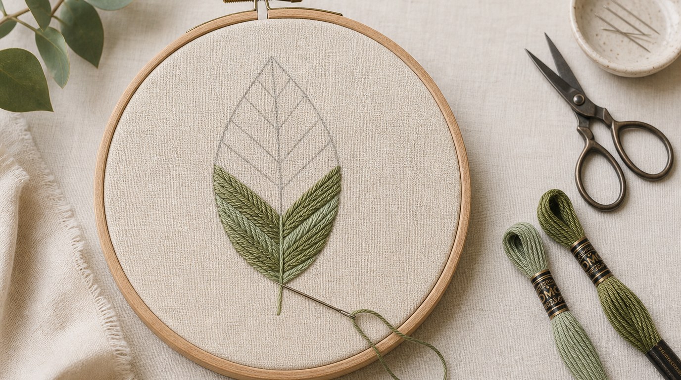 Leaf Stitch Tutorial: Easy Steps for Hand Embroidery Beginners - Image 1